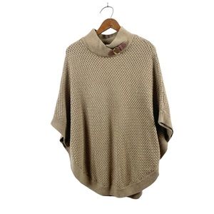 Banana Republic Waffle Knit Chunky Slouchy Poncho Shawl Sweater Size Medium